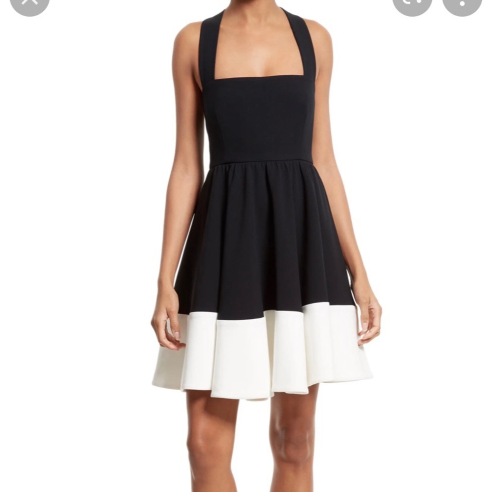 Milly Black and White Square-Neck Mini Dress